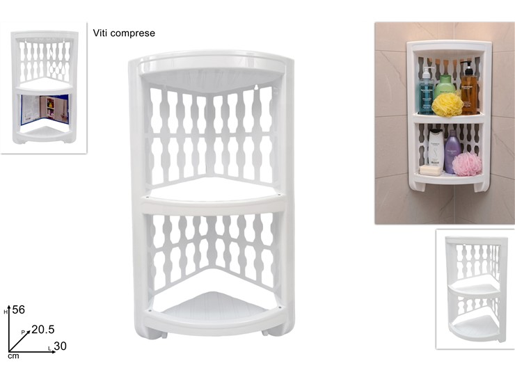 MENSOLA ANGOLARE 2 PIANI PLASTICA 992 - Everyday > Bagno > Organizzazione Bagno - Ingrosso B2B Magazzini Scatigna