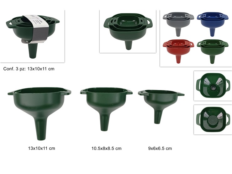 IMBUTI SET 3 MISURE C/FILTRO 4COL.BG-707 - Everyday > Cucina > Utensili Da Cucina - Ingrosso B2B Magazzini Scatigna