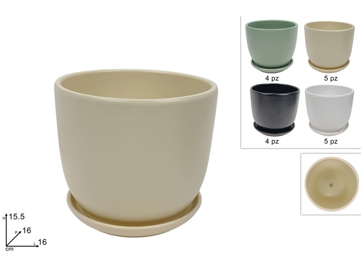 VASO C/PIATTINO CERAM. Cm16 4C.93003142 - Everyday > Complementi Arredo > Vasi - Ingrosso B2B Magazzini Scatigna