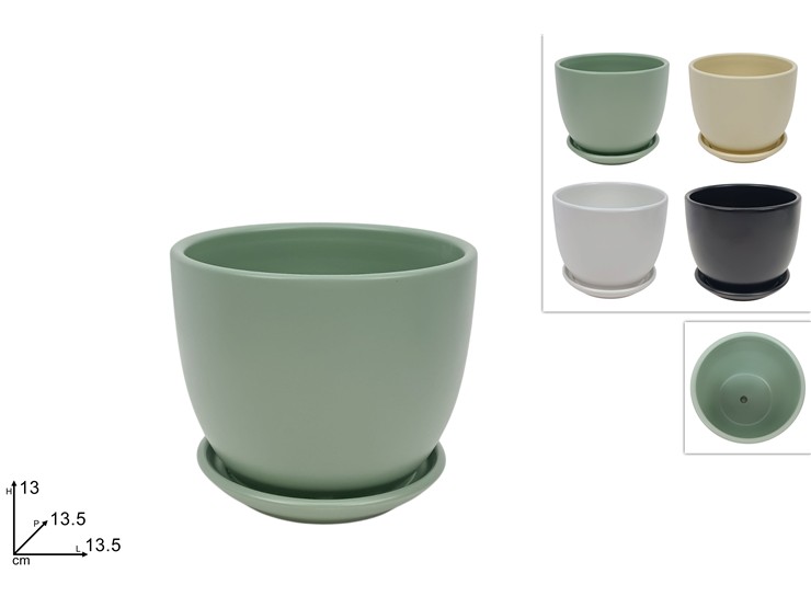 VASO C/PIATTINO CERAM. Cm13 4C.93003172 - Everyday > Complementi Arredo > Vasi - Ingrosso B2B Magazzini Scatigna