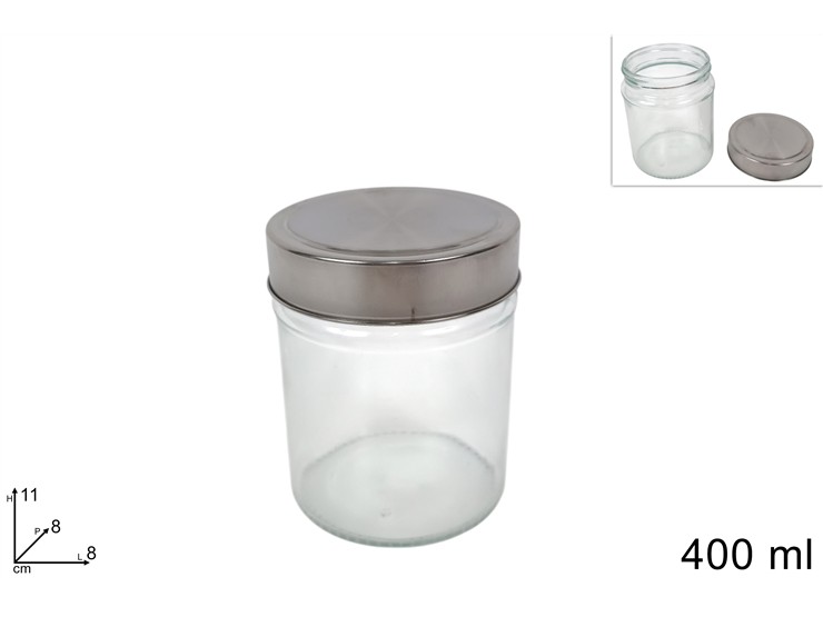 BARATTOLO VETRO C/TAPPO METALLO Ml.400 2 - Everyday > Cucina > Contenitori E Conservazione - Ingrosso B2B Magazzini Scatigna