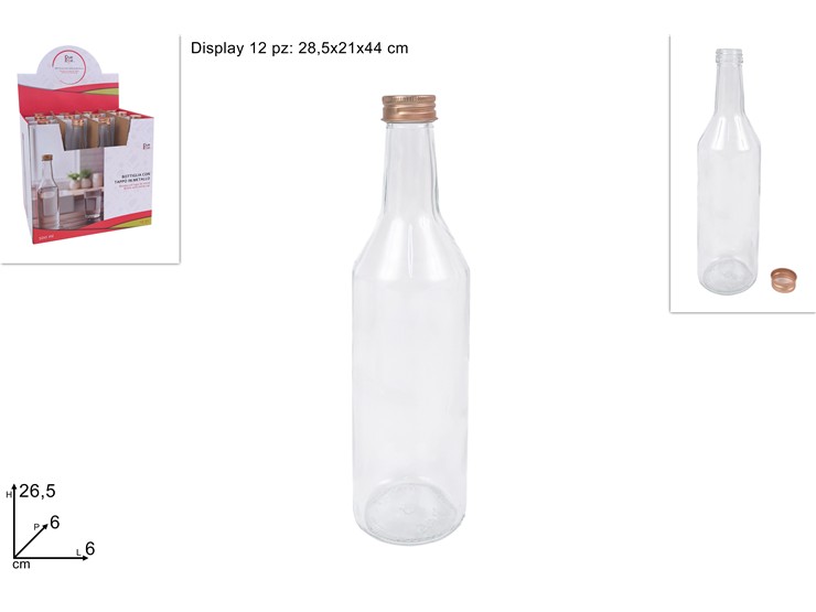 BOTTIGLIA VETRO C/TAPPO METALLO Ml.500 8 - Everyday > Tavola > Bottiglie - Ingrosso B2B Magazzini Scatigna