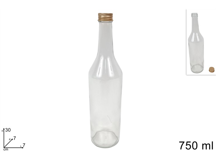 BOTTIGLIA VETRO C/TAPPO METALLO Ml.750 9 - Everyday > Tavola > Bottiglie - Ingrosso B2B Magazzini Scatigna