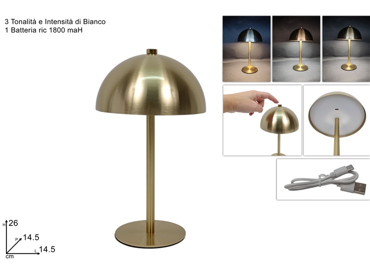 LAMPADA METALLO ORO RICAR.3TON.BIANCO002 - Everyday > Complementi Arredo > Illuminazione - Ingrosso B2B Magazzini Scatigna