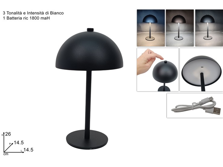 LAMPADA METALLO NERO RICAR.3TON.BIANCO02 - Everyday > Complementi Arredo > Illuminazione - Ingrosso B2B Magazzini Scatigna