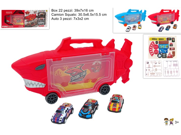 CAMION SQUALO C/3 AUTO C/ACCESSORI 887-5 - Giocattoli > Veicoli > Camion - Ingrosso B2B Magazzini Scatigna