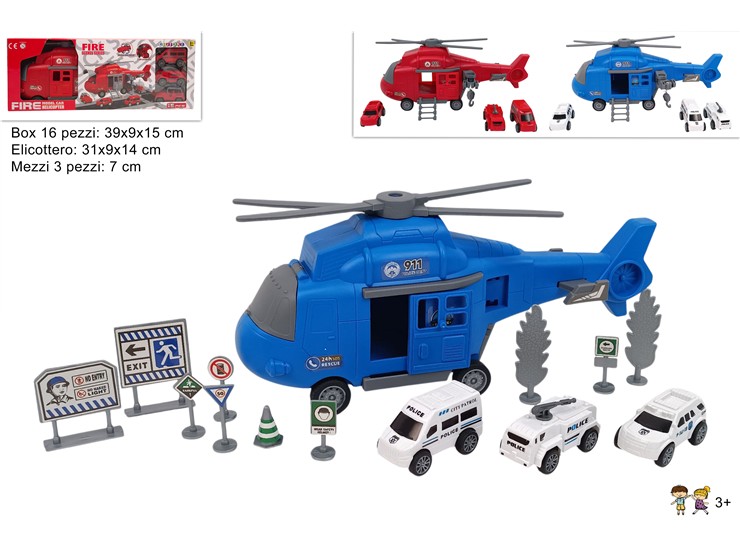 ELICOTTERO C/3 AUTO C/ACCESSORI 2AS.887- - Giocattoli > Veicoli > Aerei - Ingrosso B2B Magazzini Scatigna