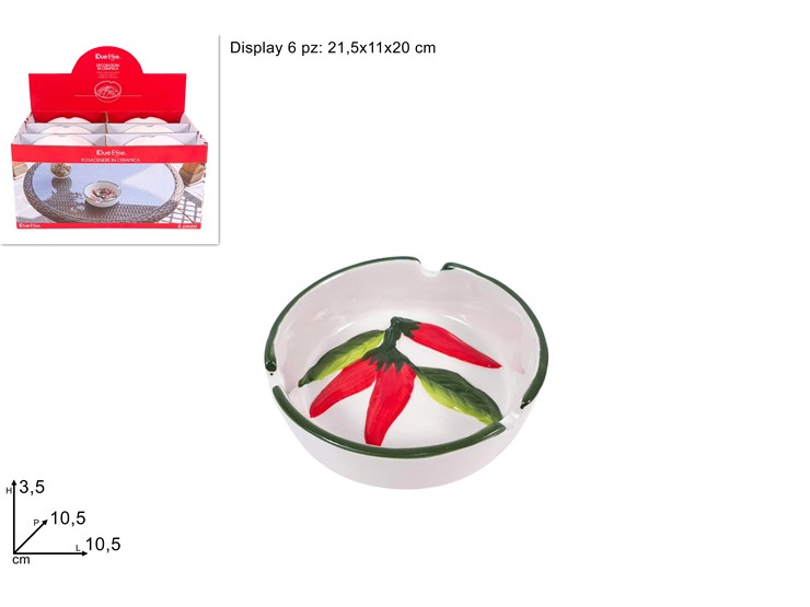 POSACENERE PEPERONCINO QS24667A - Everyday > Tavola > Servizio Piatti Ceramica - Ingrosso B2B Magazzini Scatigna
