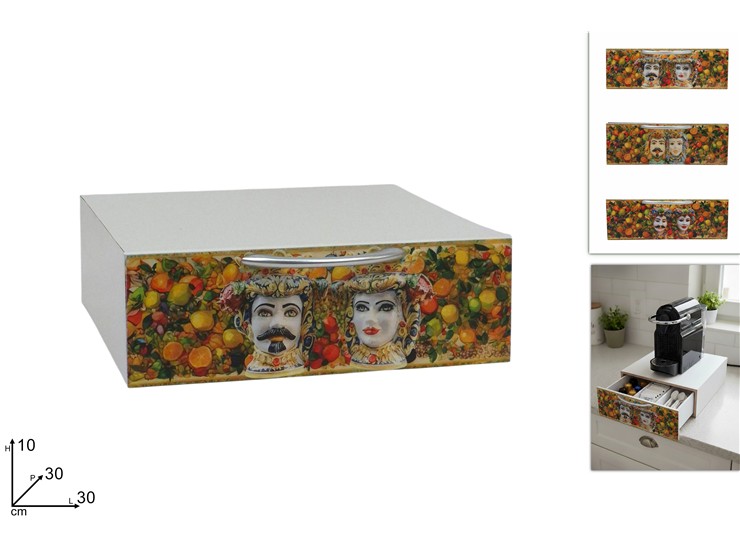 CASSETTO LEGNO P/CIALDE TESTE MORO 51103 - Everyday > Cucina > Contenitori E Conservazione - Ingrosso B2B Magazzini Scatigna