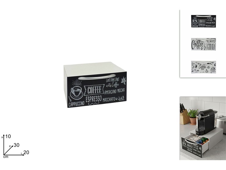 CASSETTO LEGNO P/CIALDE DEC.CAFFEE 51109 - Everyday > Complementi Arredo > Decorazioni E Atmosfera - Ingrosso B2B Magazzini Scatigna