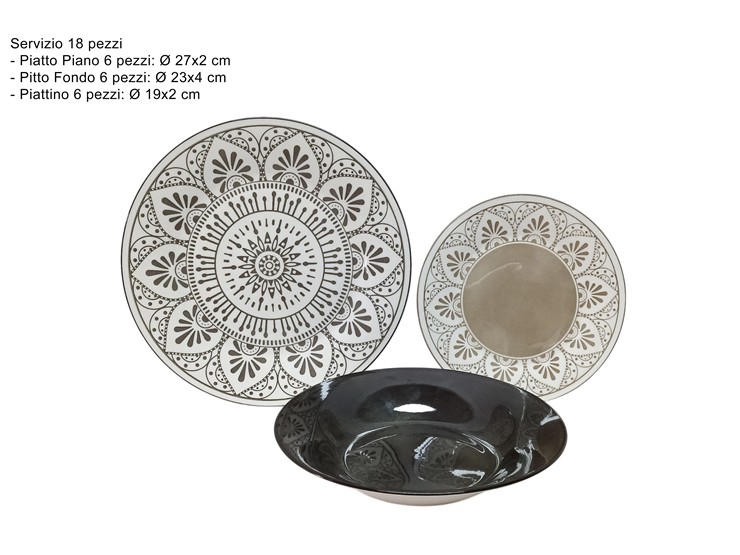 SERVIZIO PIATTI PORC.DEC.FIORE TORTORA - Everyday > Tavola > Servizio Piatti Ceramica - Ingrosso B2B Magazzini Scatigna