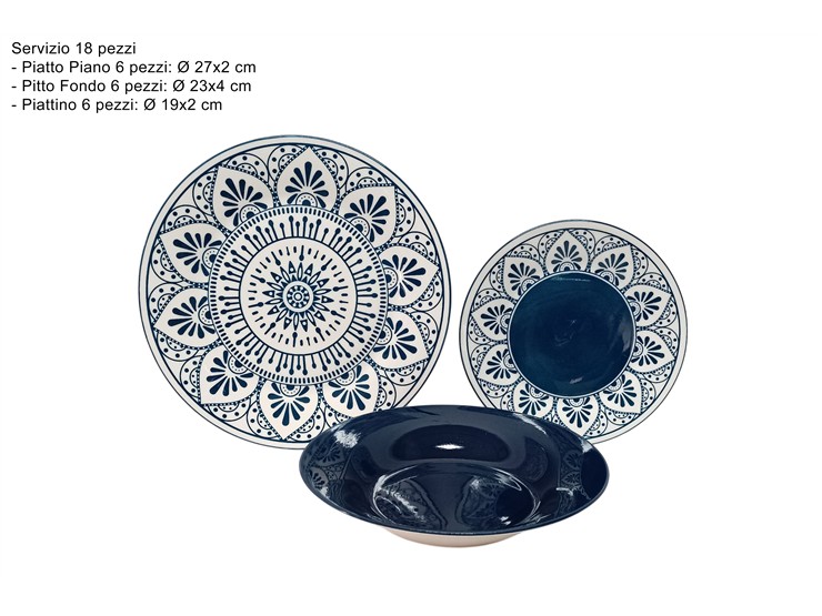 SERVIZIO PIATTI PORC.DEC.FIORE BLU' 433 - Everyday > Tavola > Servizio Piatti Ceramica - Ingrosso B2B Magazzini Scatigna