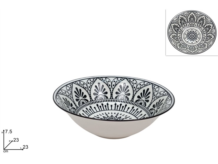 COPPA INSALATIERA DEC.FIORE NERO Cm.23 - Everyday > Tavola > Servizio Piatti Ceramica - Ingrosso B2B Magazzini Scatigna
