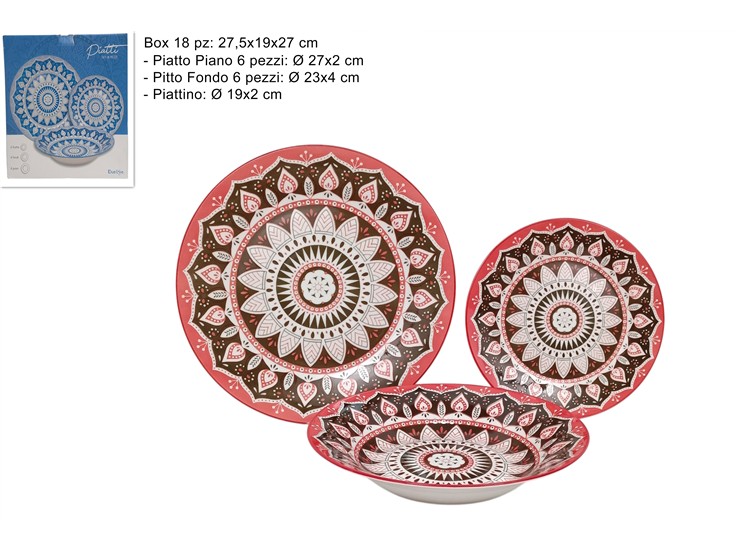 SERVIZIO PIATTI PORC.DEC.FIORE PESCA 44 - Everyday > Tavola > Servizio Piatti Ceramica - Ingrosso B2B Magazzini Scatigna