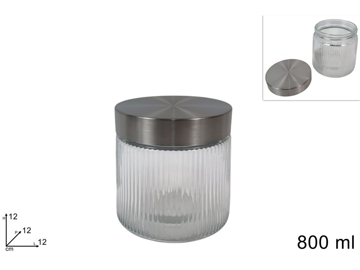 BARATTOLO VETRO RIGATO Ml.800 24041046 - Everyday > Cucina > Contenitori E Conservazione - Ingrosso B2B Magazzini Scatigna
