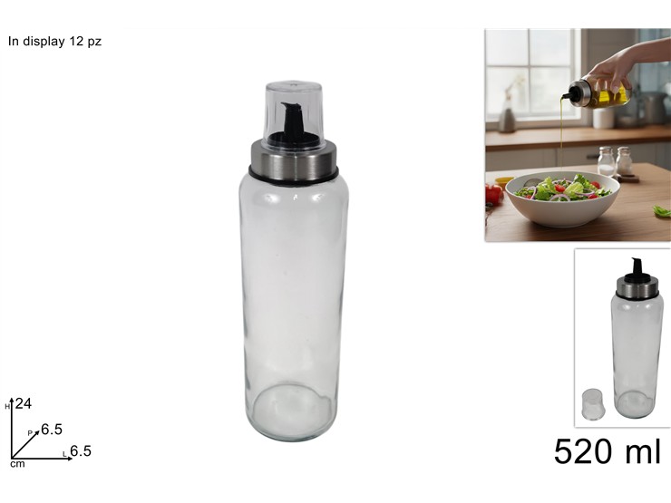 BOTTIGLIA OLIO/ACETO Ml.520 24061043 - Everyday > Cucina > Condimenti E Dosatori - Ingrosso B2B Magazzini Scatigna