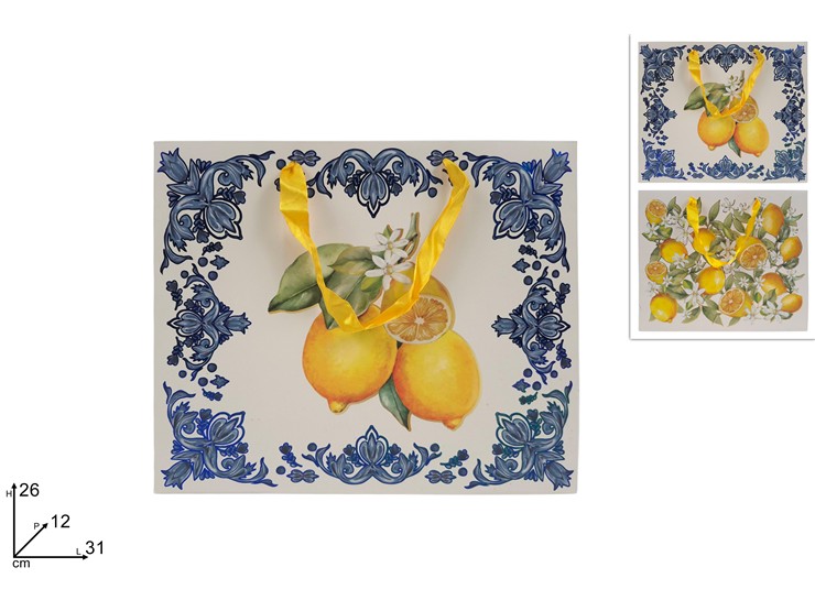 BUSTA REG.ORIZ.DEC.LIMONI 2ASS.3126 ZY2 - Confezionamento > Buste Regalo > Limoni - Ingrosso B2B Magazzini Scatigna