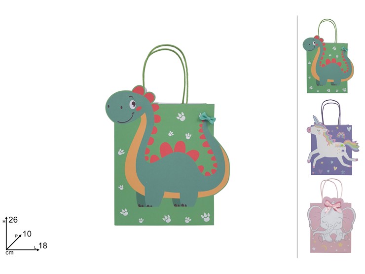BUSTA REGALO DEC.ANIMALETTI 3ASS.2618 9 - Confezionamento > Buste Regalo > Baby - Ingrosso B2B Magazzini Scatigna
