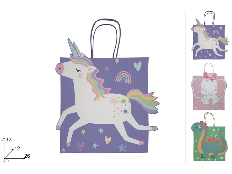 BUSTA REGALO DEC.ANIMALETTI 3ASS.3226 9 - Confezionamento > Buste Regalo > Baby - Ingrosso B2B Magazzini Scatigna