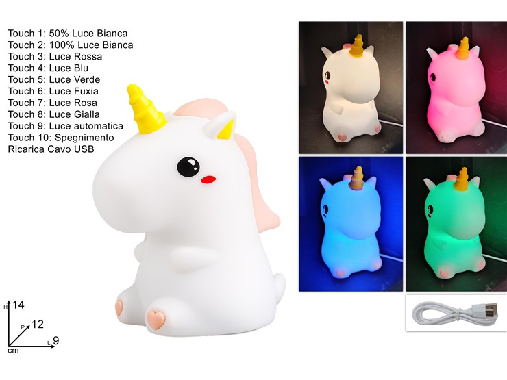 LAMPADA UNICORNO SILICONE RICAR.ZJ-P012 - Everyday > Complementi Arredo > Illuminazione - Ingrosso B2B Magazzini Scatigna