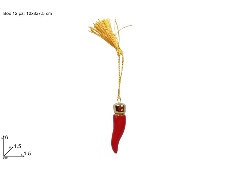 CORNO ROSSO ORO Cm.6 229699S/REDGOLD - Articoli Regalo > Oggetti Regalo > Cornetti - Ingrosso B2B Magazzini Scatigna