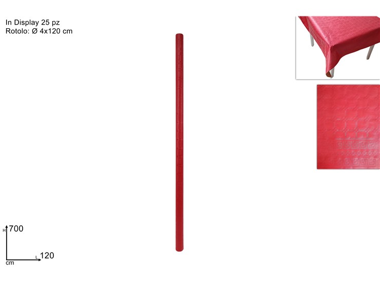 ROTOLO TOVAGLIA DAMAS.ROSSA Cm.120700 - Party > Decorazioni E Tavola > Monouso E Riutilizzabili - Ingrosso B2B Magazzini Scatigna