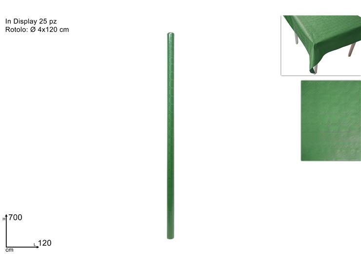 ROTOLO TOVAGLIA DAMAS.VERDE Cm.120700 - Party > Decorazioni E Tavola > Monouso E Riutilizzabili - Ingrosso B2B Magazzini Scatigna