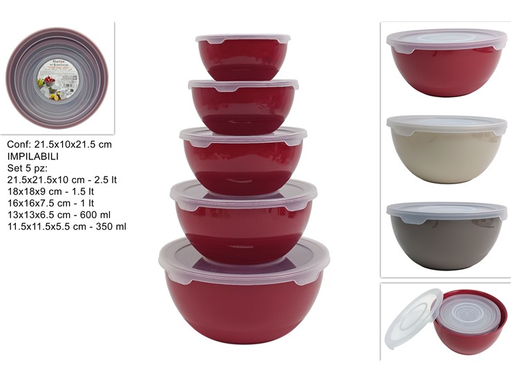 CONTENITORI TONDI C/TAPPO PLAST.5MIS.3C. - Everyday > Cucina > Contenitori E Conservazione - Ingrosso B2B Magazzini Scatigna