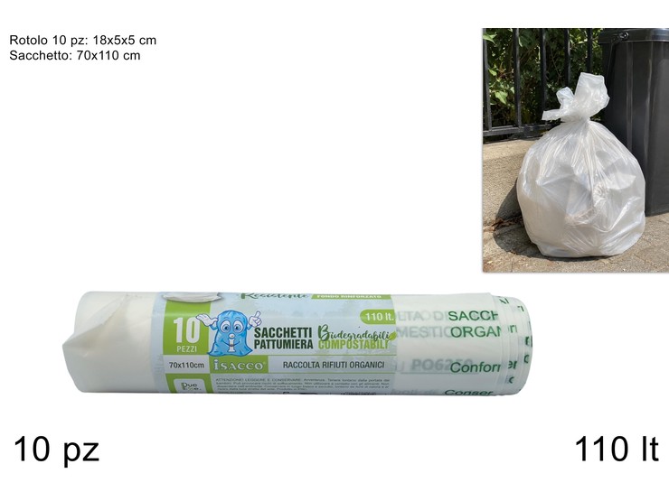 SACCHETTI BIODEGR.RIFIUTI Pz.10 Cm70100 - Pulizia > Raccolta Rifiuti > Sacchi Pattumiere - Ingrosso B2B Magazzini Scatigna
