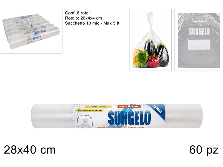 SACCHETTI FREEZER 284010MIC Pz.60 HDPE - Everyday > Cucina > Contenitori E Conservazione - Ingrosso B2B Magazzini Scatigna