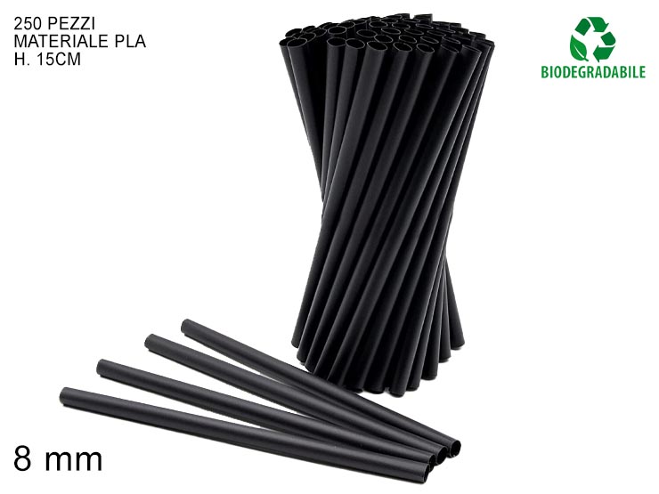 CANNUCCE PLA NERE CM. 15X8 MM. PZ. 250 S - Party > Decorazioni E Tavola > Monouso E Riutilizzabili - Ingrosso B2B Magazzini Scatigna