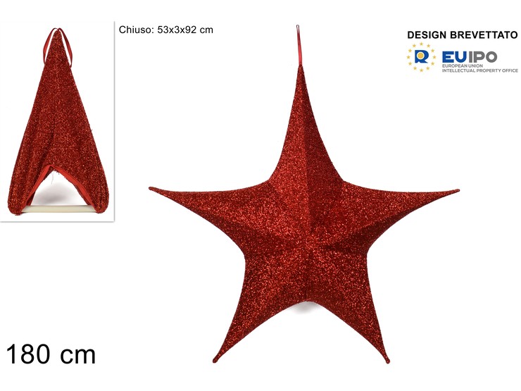 STELLA APPEND.RICHIUD.ROSSA Cm.180 Z006/ - Natale > Decorazioni Grande Formato > Stelle Richiudibili - Ingrosso B2B Magazzini Scatigna
