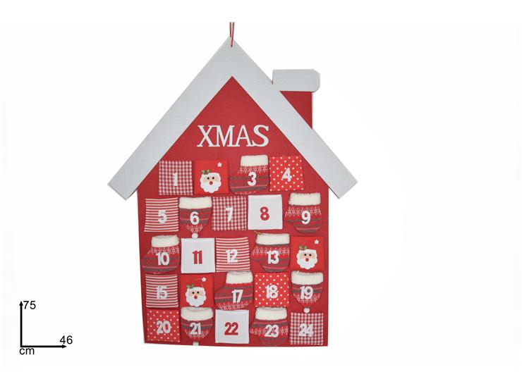 APPEND.CASETTA CALEND.AVVEN.ROSSO 19Q5A - Natale > Decorazioni Da Interno > Calendario Avvento - Ingrosso B2B Magazzini Scatigna
