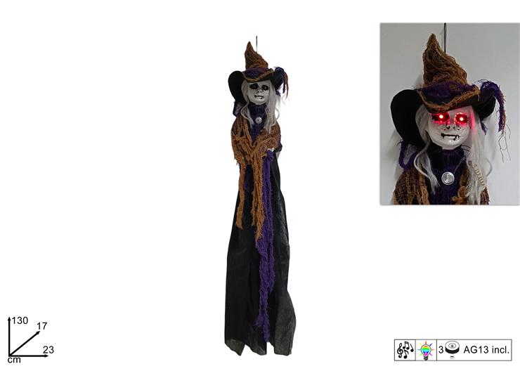 APPEND.FANTASMA C/LUCISUONO BATT.Cm100 - Halloween > Mostri E Animaletti > Mostri - Ingrosso B2B Magazzini Scatigna