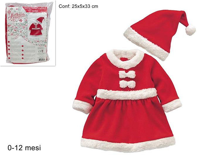 VESTITO BABBO NATALE BIMBA 0/12M HY20014 - Natale > Costumii Accessori > Costumi Bimbi - Ingrosso B2B Magazzini Scatigna