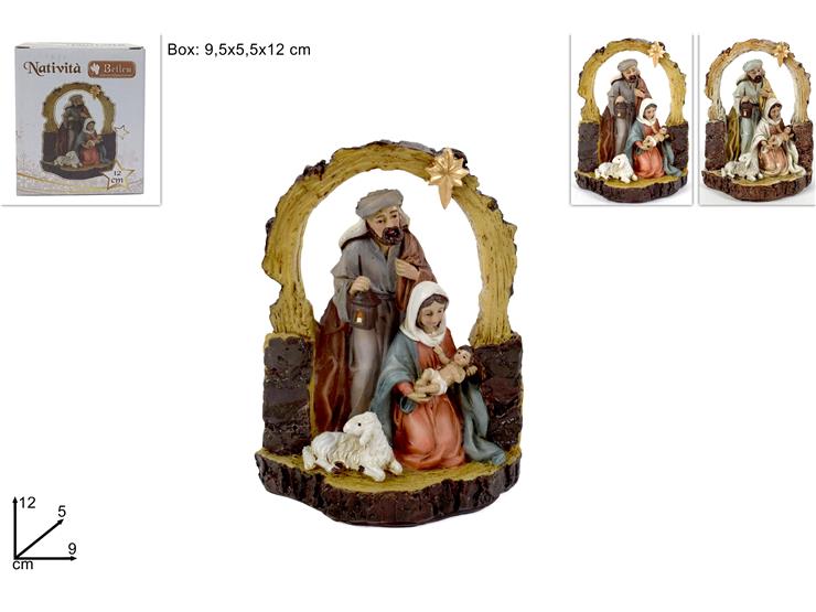 NATIVITA' C/ARCO CORTECCIA 2ASS.63007/-1 - Natale > Nativita Personaggi > Sacra Famiglia - Ingrosso B2B Magazzini Scatigna