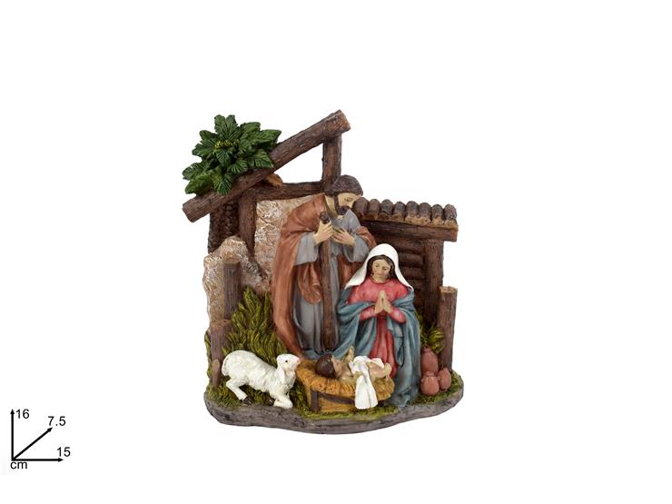 NATIVITA' COLORATA C/CAPANNA 63004-1 - Natale > Nativita Personaggi > Sacra Famiglia - Ingrosso B2B Magazzini Scatigna