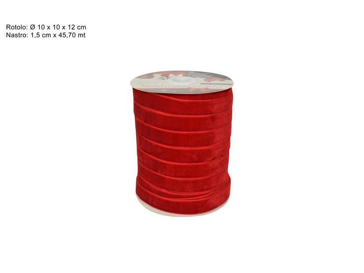 ROTOLO NASTRO VELLUTO ROSSO Cm1,5Mt46 H - Confezionamento > Nastri E Rotoli > Nastri - Ingrosso B2B Magazzini Scatigna