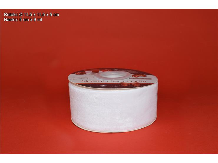 ROTOLO NASTRO VELLUTO BIANCO Cm5Mt9 HM5 - Confezionamento > Nastri E Rotoli > Nastri - Ingrosso B2B Magazzini Scatigna