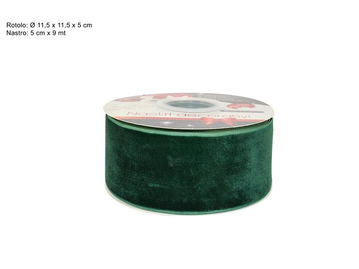 ROTOLO NASTRO VELLUTO VERDE SC.Cm5Mt9 H - Confezionamento > Nastri E Rotoli > Nastri - Ingrosso B2B Magazzini Scatigna
