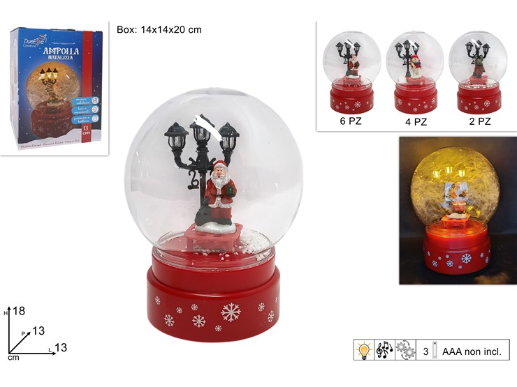 AMPOLLA PLAST.Cm13 C/LUC.E MOV.NEV.68426 - Natale > Decorazioni Da Interno > Ampolle Con Neve - Ingrosso B2B Magazzini Scatigna