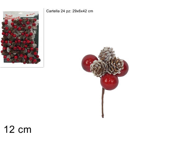 SPILLONE BACCHE E PIGNE CARTELLA 20-582 - Natale > Bacche E Fiori > Spilloni Bacche Piccole - Ingrosso B2B Magazzini Scatigna
