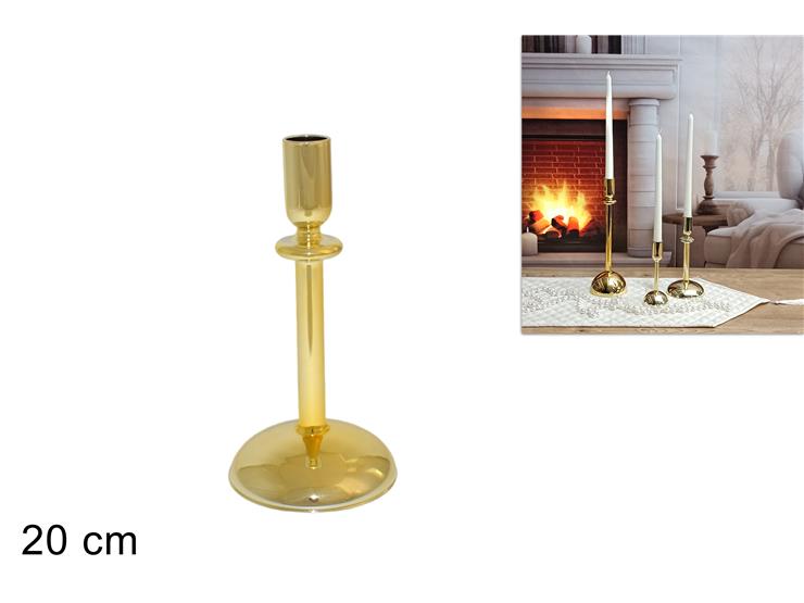 CANDELIERE IN VETRO ORO Cm.20 HJ19113/G - Natale > Portacandele > Vetro - Ingrosso B2B Magazzini Scatigna