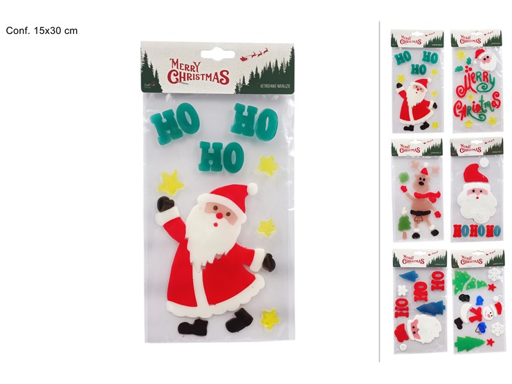 VETROFANIA NATALIZIA 6ASS. WYC-12690/151 - Natale > Dietroporta E Vetrofanie > Vetrofanie - Ingrosso B2B Magazzini Scatigna