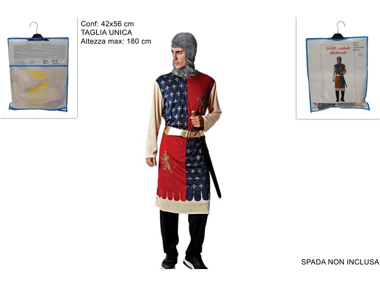 VESTITO SOLDATO MEDIEVALE ADULTO UOMO564 - Carnevale > Costumi > Vari - Ingrosso B2B Magazzini Scatigna