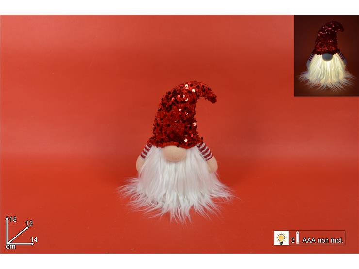 GNOMO SED.C/CAPP.PAILL.ROSSO C/LUCE Cm18 - Natale > Decorazioni Da Interno > Personaggi - Ingrosso B2B Magazzini Scatigna