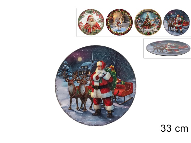 SOTTOPIATTO NATALIZIO Cm.33 4ASS.T201017 - Natale > Tavola > Piatti E Sottopiatti - Ingrosso B2B Magazzini Scatigna