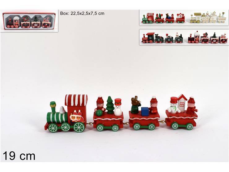 BOX TRENO LEGNO 4ASS. Y01221 - Natale > Decorazioni Da Interno > Soprammobili Legno - Ingrosso B2B Magazzini Scatigna