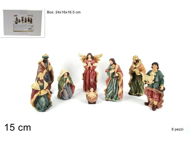 NATIVITA' Pz.8 Cm.15 ABITI EFF.JUTA62672 - Natale > Nativita Personaggi > Personaggi Nativita Completi - Ingrosso B2B Magazzini Scatigna