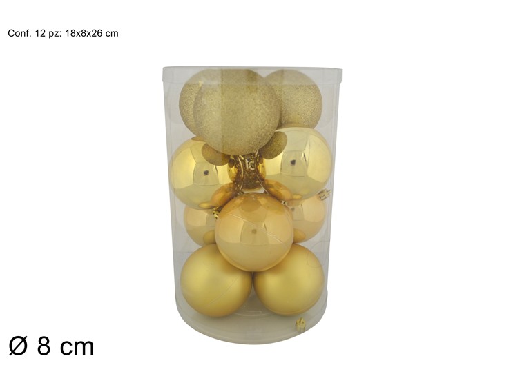 PALLE GLITT.LUC/OPAC.ORO Cm8 Pz12 6100-G - Natale > Sfere > Glitter - Ingrosso B2B Magazzini Scatigna